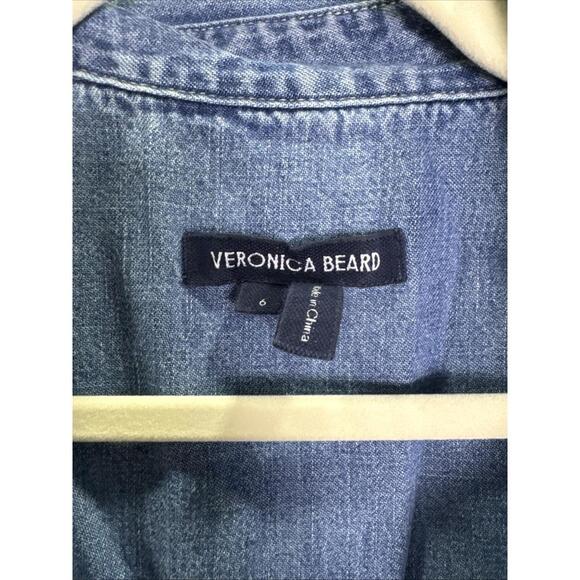 Veronica Beard Blue Fuller Midi Dress Size 6 with Fabric Snags - Picture 6 of 8